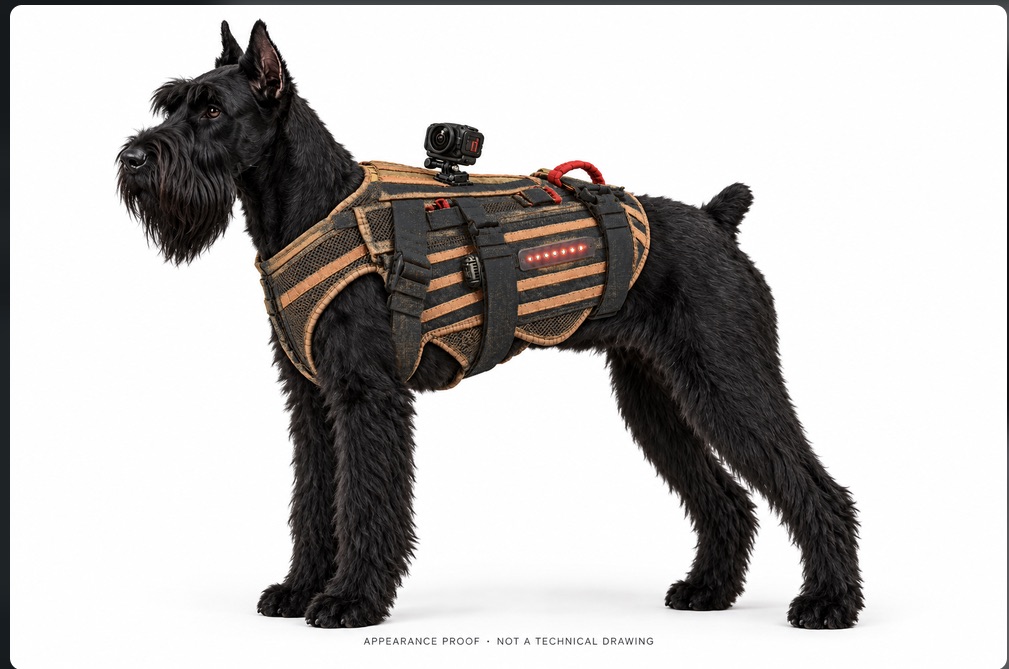 Black K-MDAV vest on a K9