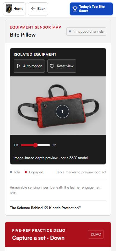 KAIR app equipment screen with simulated demonstration data