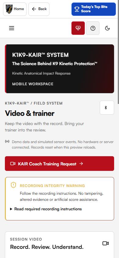 KAIR™ preview screenshot: Video & trainer