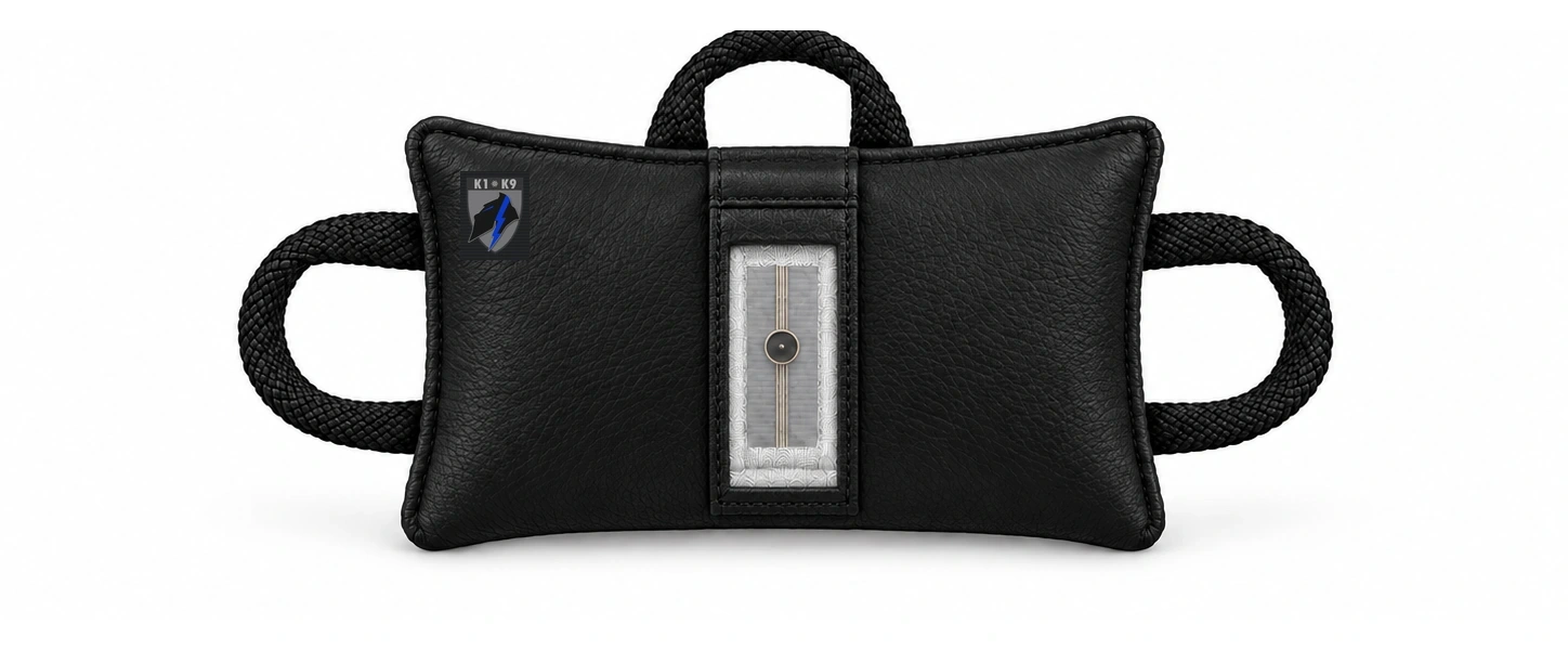 Blue-branded KAIR™ PULSE bite pillow with a cutaway showing the sensor inside its external pocket