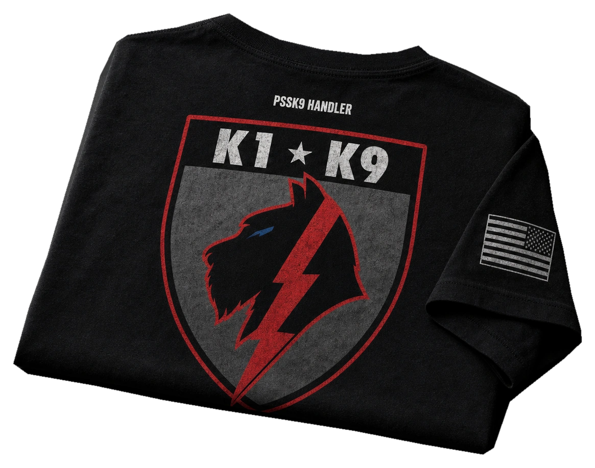 K1K9 · Heavyweight Tee · Kinetic Red · Black