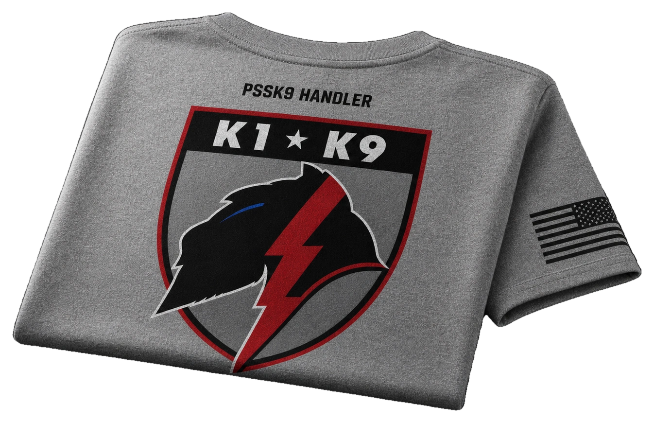 K1K9 · Heavyweight Tee · Kinetic Red · Gray