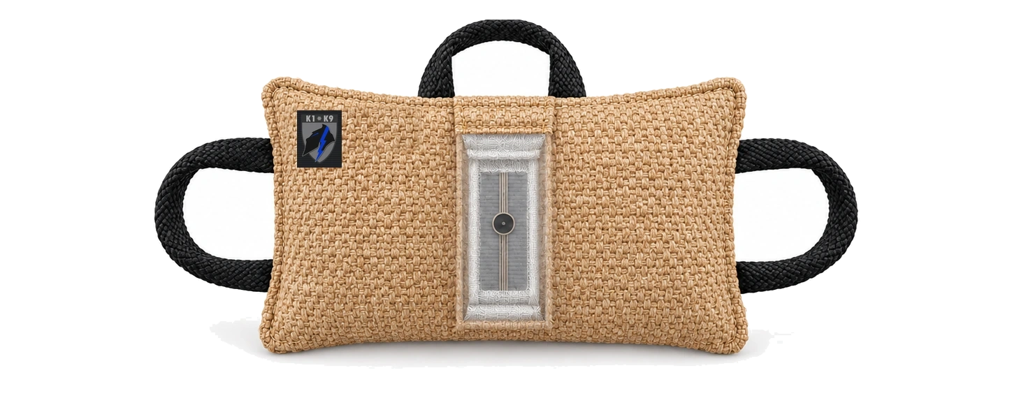 Gen 1 Production Design · KAIR™ PULSE jute bite pillow: transparent sensor cutaway