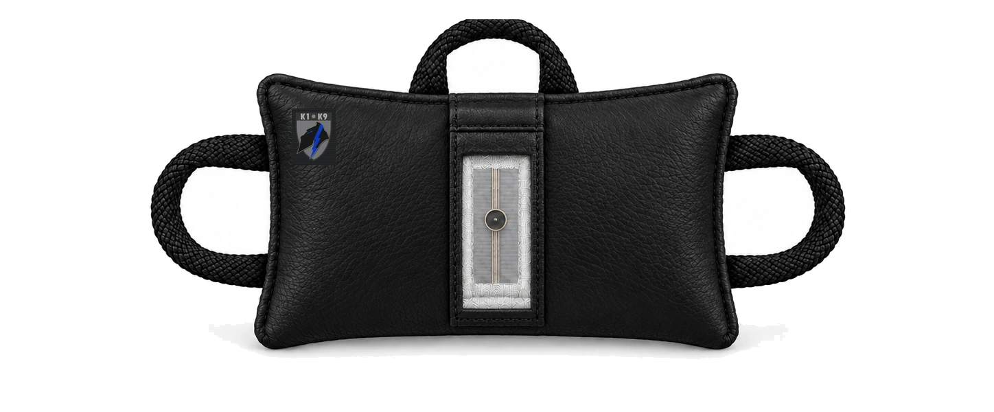 Gen 1 Production Design · KAIR™ PULSE leather bite pillow: transparent sensor cutaway